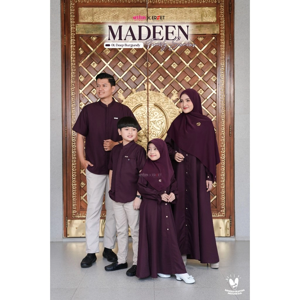 Madeen Series 01. DEEP BURGUNDY  Set Sarimbit Keluarga Bahan Nyaman, Motif Polos Yang Mewah Sarimbit 2026