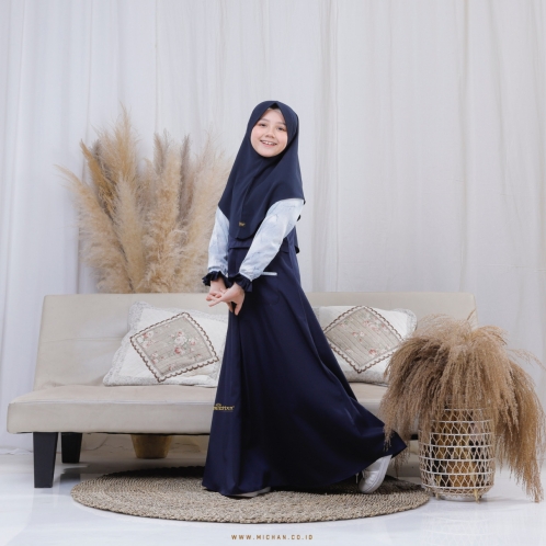 Michan - Gamis Kidz Michan - KID Yuna Navy - Michan.co.id