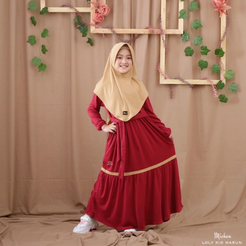 Michan - Gamis Kidz Michan - Loly KID Marun - Michan.co.id