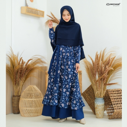 Michan - Gamis Dewasa - MOM Kirana Navy - Michan.co.id