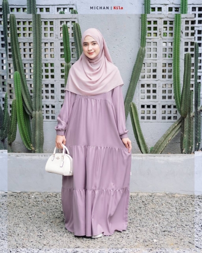 Michan - Gamis Dewasa - Kila Basic Blush Lilac - Michan.co.id