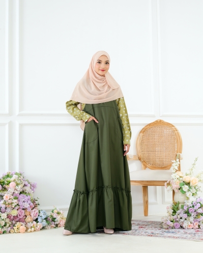 Michan - Gamis Dewasa - Karin Dress Army - Michan.co.id