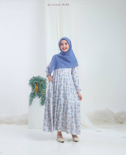 Michan - Gamis Kidz Michan - Kid KILA DRESS RAYON Softblue - Michan.co.id