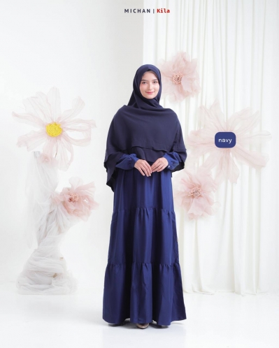 Michan - Gamis Dewasa - Kila Basic Navy - Michan.co.id