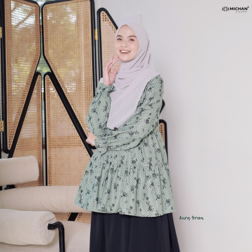 Michan - Atasan / Top - Tunik Aura Green - Michan.co.id