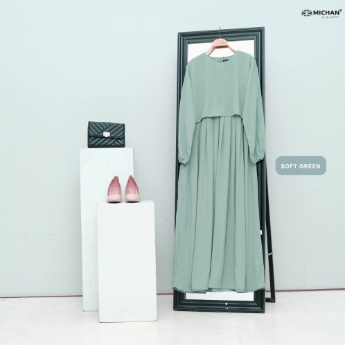 Michan - Gamis Dewasa - Keira Dress Soft Green - Michan.co.id