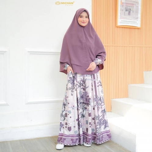Michan - Gamis Dewasa - Hawa Seri-O Peach-Grape - Michan.co.id