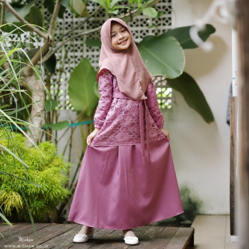 Michan - Gamis Kidz Michan - KID Brokat Raya DeepBlush - Michan.co.id