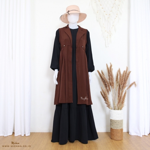 Michan - Atasan / Top - Cardigan Oblong Brown - Michan.co.id