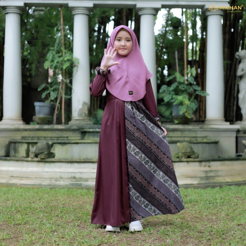 Michan - Gamis Kidz Michan - KID NEW Hilya Burgundy - Michan.co.id