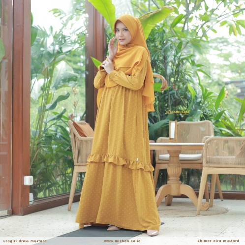 Michan - Gamis Dewasa - Uragiri Dress Mustard - Michan.co.id