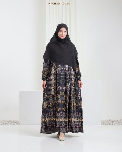 Michan - Gamis Dewasa - Biya Dress Black - Michan.co.id