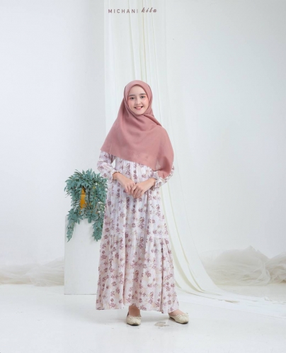 Michan - Gamis Kidz Michan - Kid KILA DRESS RAYON Softpink - Michan.co.id