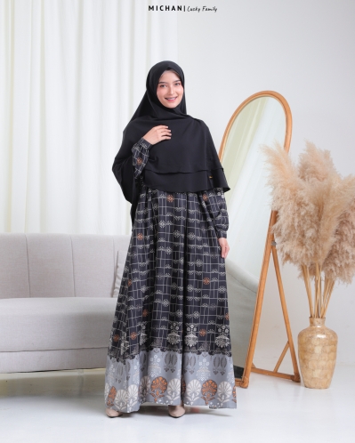 Michan - Gamis Dewasa - Lucky Dress Black - Michan.co.id