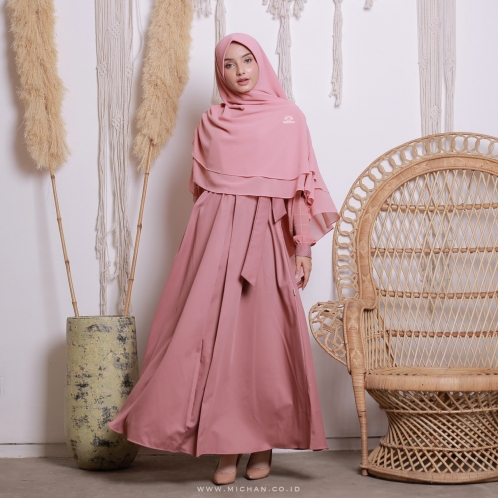 Michan - Gamis Dewasa - Dhira Dress Oldrose (SQUARE) - Michan.co.id