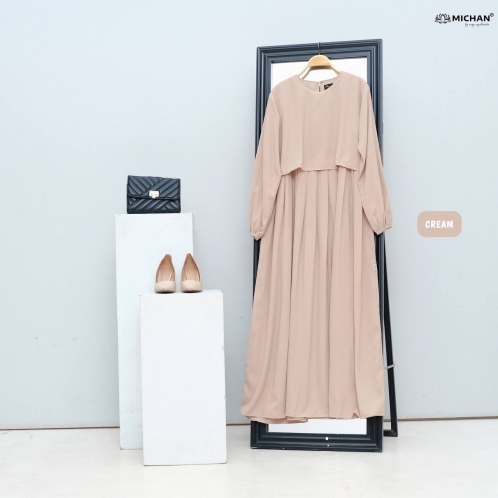 Michan - Gamis Dewasa - Keira Dress Cream - Michan.co.id