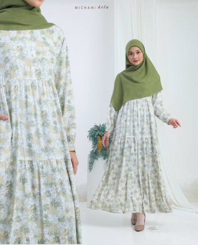 Michan - Gamis Dewasa - Mom KILA DRESS RAYON Softgreen - Michan.co.id