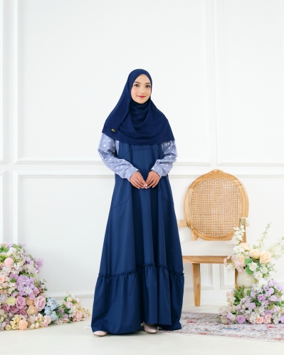 Michan - Gamis Dewasa - Karin Dress Navy - Michan.co.id