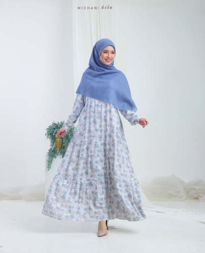 Michan - Gamis Dewasa - Mom KILA DRESS RAYON Softblue - Michan.co.id