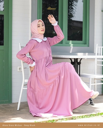 Michan - Gamis Dewasa - Alana Michan DeepBlush - Michan.co.id