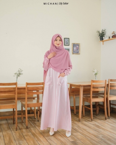 Michan - Gamis Dewasa - Lily SALUR Pinkblush - Michan.co.id