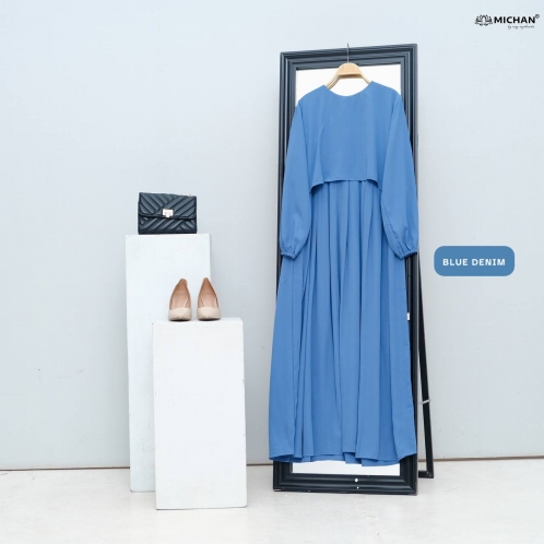 Michan - Gamis Dewasa - Keira Dress Blue Denim - Michan.co.id