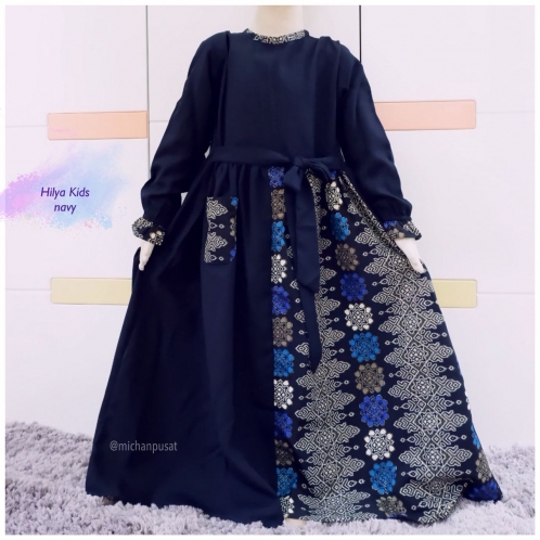 Michan - Gamis Kidz Michan - Hilya Kid Toraja Navy - Michan.co.id