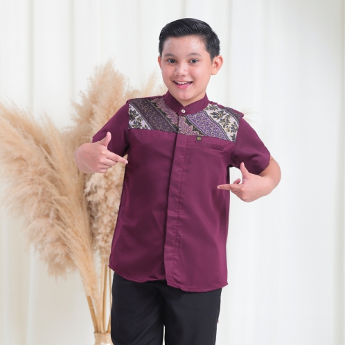 Michan - Koko Kidz - SON Hilya Kemko Burgundy - Michan.co.id