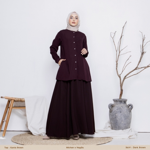 Michan - Atasan / Top - KANIA Tunik Brown - Michan.co.id