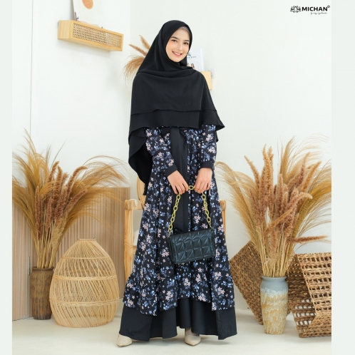 Michan - Gamis Dewasa - MOM Kirana Black - Michan.co.id