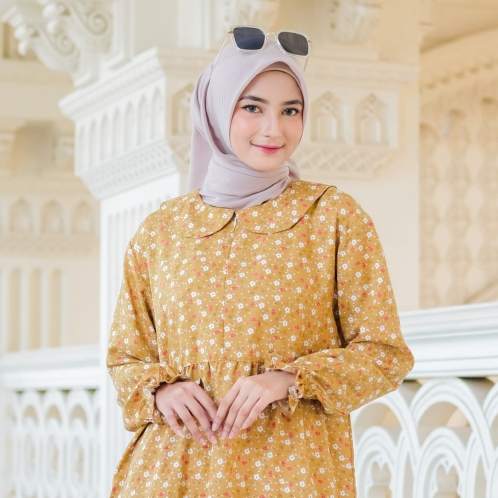Michan - Atasan / Top - Tunik Safwah Michan Mustard - Michan.co.id