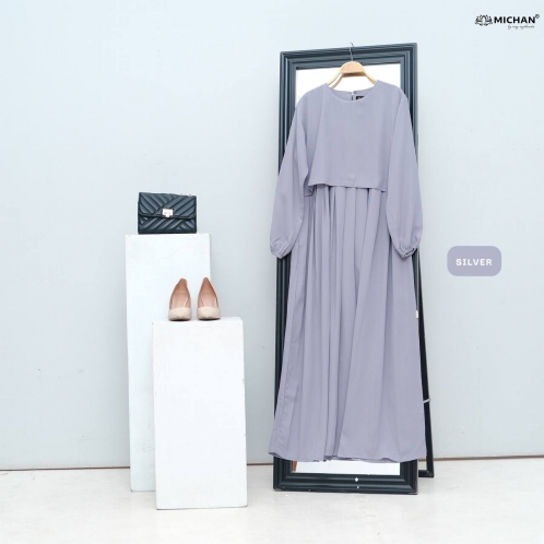 Michan - Gamis Dewasa - Keira Dress Silver - Michan.co.id