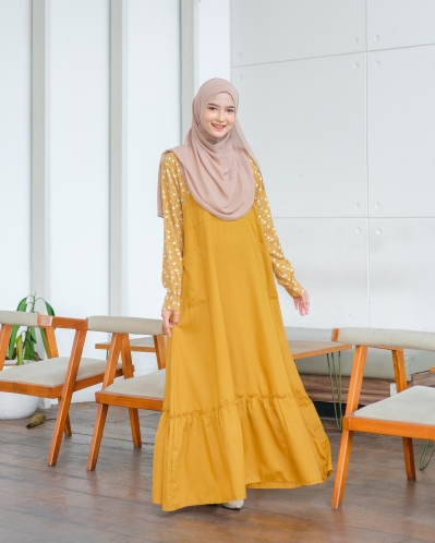 Michan - Gamis Dewasa - Karin Dress Mustard - Michan.co.id