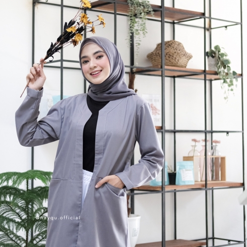 Michan - Atasan / Top - Outer Sofia Nayqu Grey - Michan.co.id