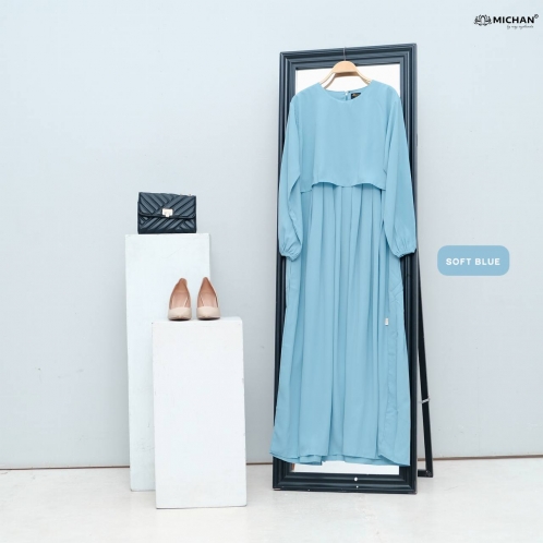 Michan - Gamis Dewasa - Keira Dress Soft Blue - Michan.co.id