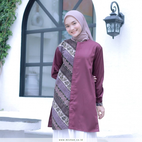 Michan - Atasan / Top - Tunik ALEA Burgundy - Michan.co.id
