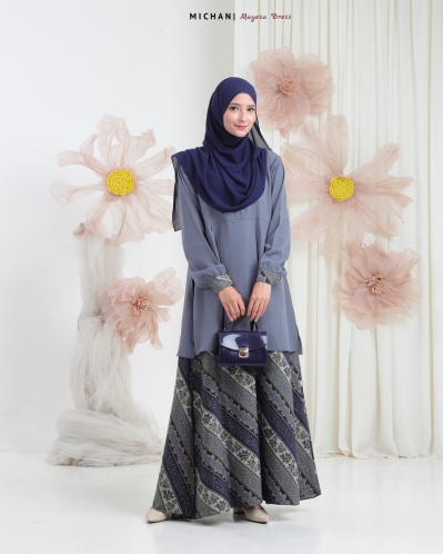 Michan - Gamis Dewasa - Mayesa Dress Darkgrey - Michan.co.id