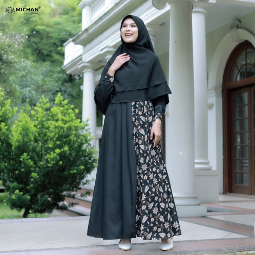 Michan - Gamis Dewasa - MOM NEW Hilya BLACK - Michan.co.id