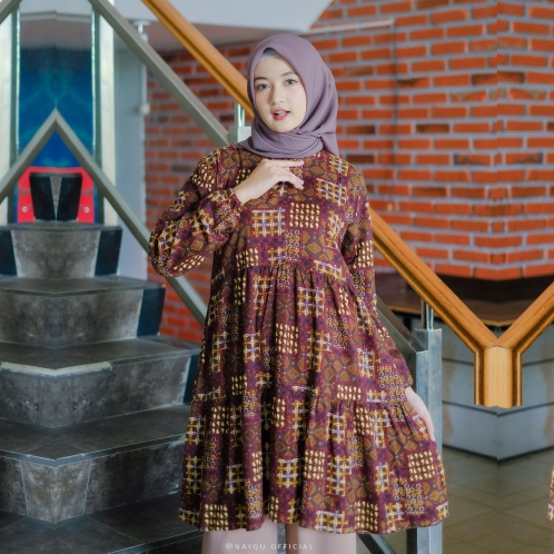 Michan - Atasan / Top - NAYQU Safwah Batik Brown - Michan.co.id