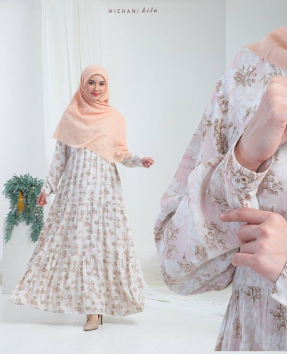 Michan - Gamis Dewasa - Mom KILA DRESS RAYON Softpeach - Michan.co.id