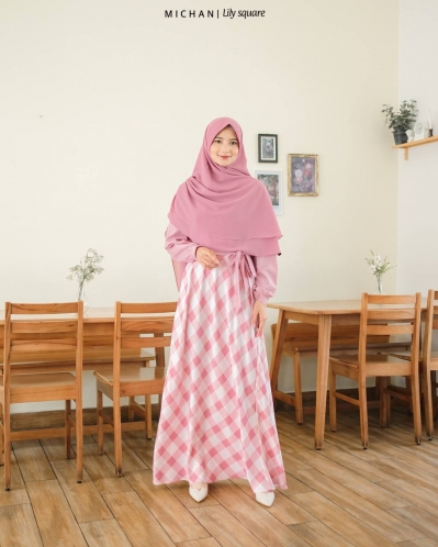 Michan - Gamis Dewasa - Lily Square PINKdusty - Michan.co.id