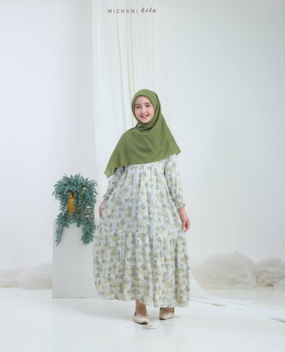 Michan - Gamis Kidz Michan - Kid KILA DRESS RAYON Softgreen - Michan.co.id