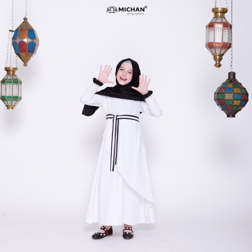 Michan - Gamis Kidz Michan - KID Fuku White - Michan.co.id