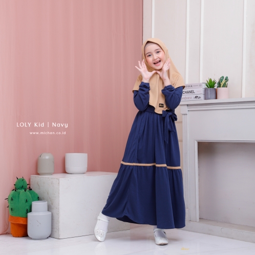 Michan - Gamis Kidz Michan - Loly KID Navy - Michan.co.id