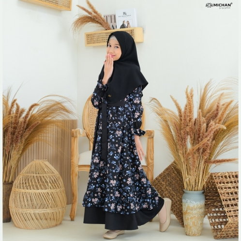 Michan - Gamis Kidz Michan - KID Kirana Black - Michan.co.id
