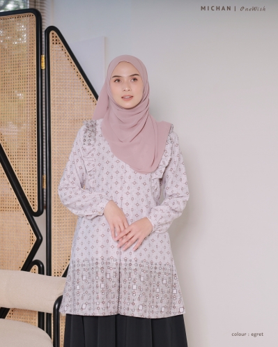 Michan - Atasan / Top - OneWish Michan TUNIK Egret - Michan.co.id