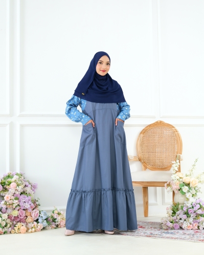 Michan - Gamis Dewasa - Karin Dress Denim Grey - Michan.co.id