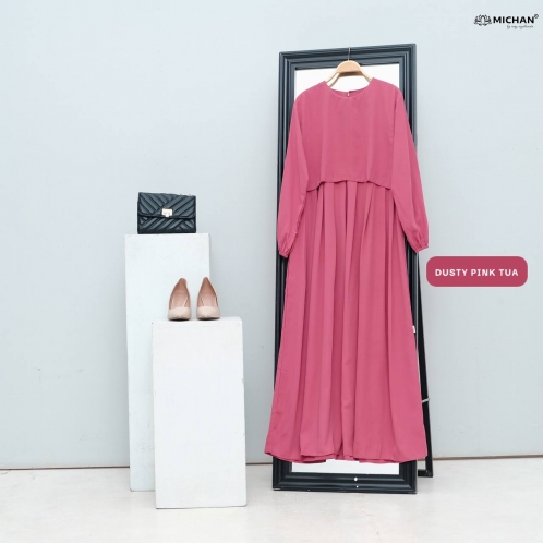 Michan - Gamis Dewasa - Keira Dress Dustypink Tua - Michan.co.id