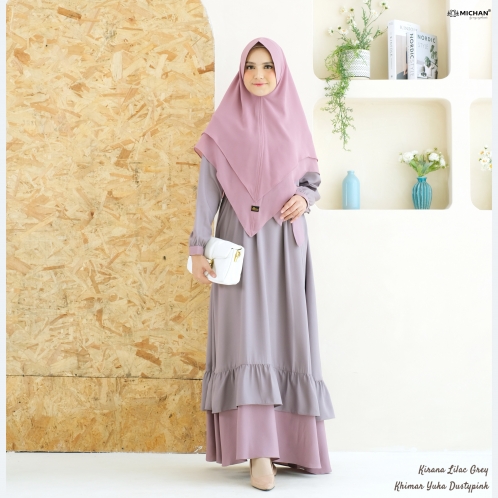 Michan - Gamis Dewasa - Kirana BASIC LilacGrey - Michan.co.id
