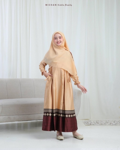 Michan - Gamis Kidz Michan - KID Cabila Golden Creamy - Michan.co.id